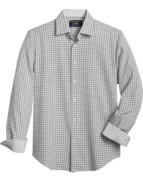 Report Collection Modern Fit Four-Way Stretch Sport Shirt, Gray Check