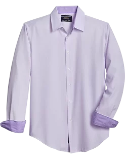 Report Collection Modern Fit Four-Way Stretch Sport Shirt, Lavender Check