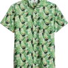 Report Collection Modern Fit Four-Way Stretch Short Sleeve Sport Shirt, Light Green Toucan Bird