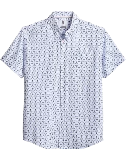 Report Collection Modern Fit Four-Way Stretch Short Sleeve Sport Shirt, Navy Geo