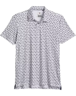 Report Collection Modern Fit Knit Polo, Navy Palm Tree