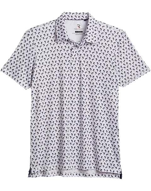 Report Collection Modern Fit Knit Polo, Navy Palm Tree