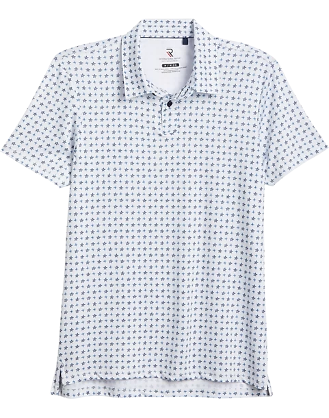 Report Collection Modern Fit Knit Polo, White & Blue Floral