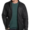 Awearness Kenneth Cole Modern Fit Moto Jacket, Black Faux Leather