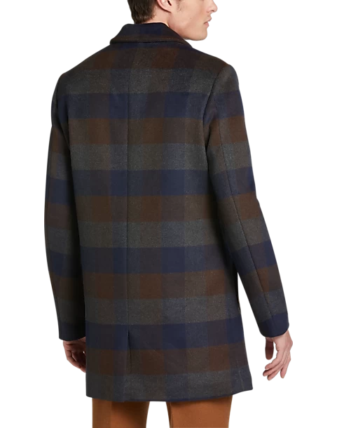 Paisley & Gray Slim Fit Topcoat, Wine Buffalo Plaid - Image 2