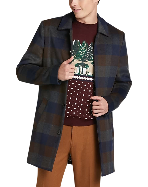 Paisley & Gray Slim Fit Topcoat, Wine Buffalo Plaid