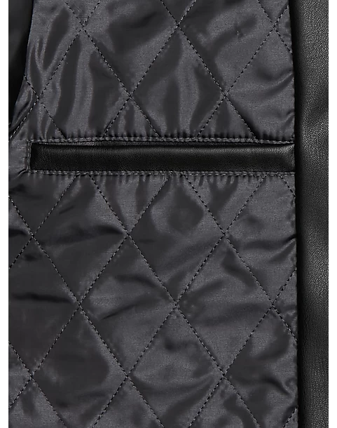 Michael Strahan Modern Fit Bomber Jacket, Brown Faux Lambskin - Image 2