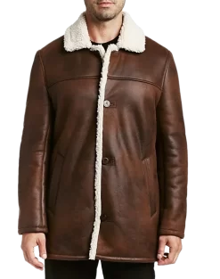 Rainforest Classic Fit Faux Nubuck Barn Coat, Cognac