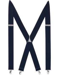 Egara Navy Stripe Clip Suspenders, Big & Tall