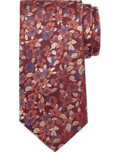 Joseph Abboud Narrow Tie, Burgundy & Orange Floral