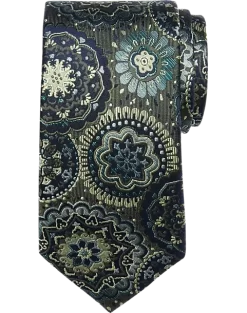 Joseph Abboud Narrow Tie, Olive Medallion