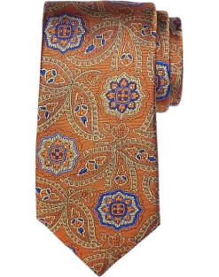 Joseph Abboud Narrow Silk Tie, Rust Paisley Medallion