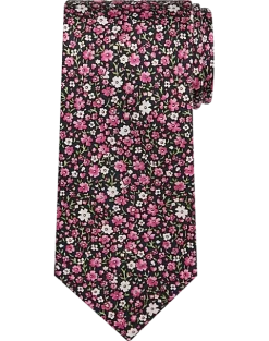 Joseph Abboud Narrow Tie, Navy & Pink Floral