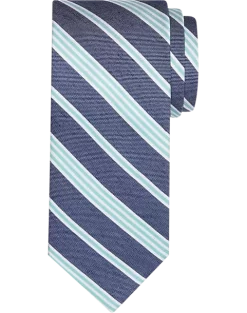 Egara Narrow Tie, Denim & Sage Stripe