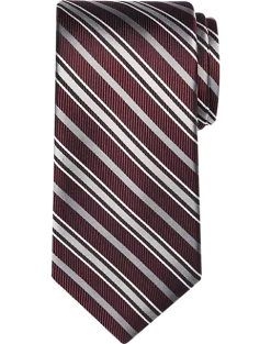 Pronto Uomo Narrow Tie, Burgundy Stripe