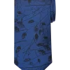 Pronto Uomo Narrow Tie, Navy Marsh Twigs