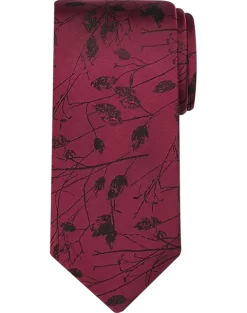 Pronto Uomo Narrow Tie, Burgundy Marsh Twigs