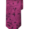 Pronto Uomo Narrow Tie, Fuchsia Marsh Twigs