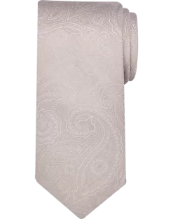 Pronto Uomo Narrow Tie, Taupe Paisley