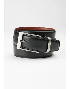 Joseph Abboud Feather Edge Stitched Leather Belt, Black