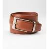 Joseph Abboud Feather Edge Stitched Leather Belt, Cognac