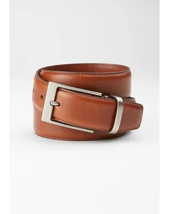 Joseph Abboud Feather Edge Stitched Leather Belt, Cognac
