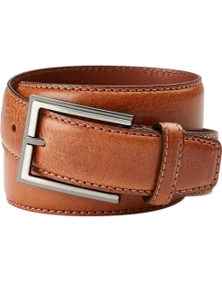 Joseph Abboud Feather Edge Stitched Belt, Cognac