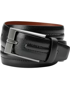 Joseph Abboud Feather Edge Leather Belt, Black