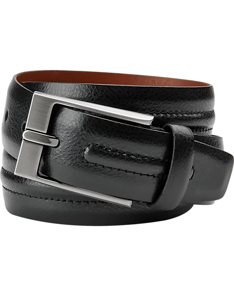 Joseph Abboud Feather Edge Leather Belt, Black