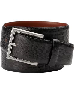 Joseph Abboud Feather Edge Two-Tone Leather Belt, Black