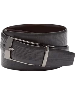 Joseph Abboud Feather Edge Reversible Textured Leather Belt, Black