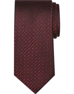 Pronto Uomo Narrow Tie, Burgundy Tonal Grid