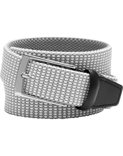 Joseph Abboud Woven Casual Belt, Gray & White Diamond Check