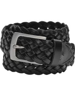 Joseph Abboud Genuine Leather Braided Belt, Black