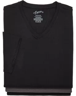 Egara Slim Fit V-Neck T-Shirt, 3-Pack, Black & Gray